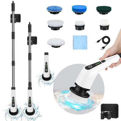 Rotating Sustainable Electric Scrubber Rotary Shower Cleaning Brush With 7 Csrub Replaceable Brush Heads For Home Cleaning